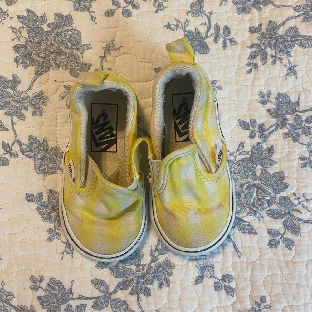 Vans Off the Wall Yellow and White Check Toddler Slip on Sneaker Size 5 - Picture 2 of 8